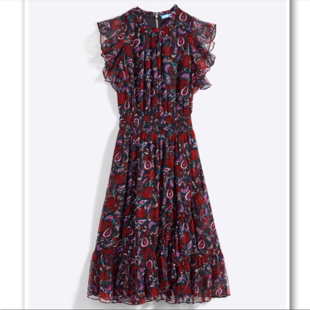 Draper James Red Paisley Ruffled Midi Dress